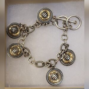 Silver and Gold Tone Toggle Bracelet